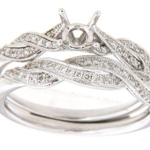 Round Cut Ladies Diamond Engagement and Wedding Set Ring in 14K White Gold | 434894