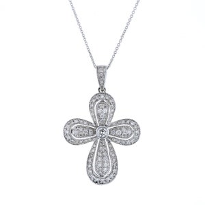 Diamond Pendant with Chain in 18k White Gold | 210915