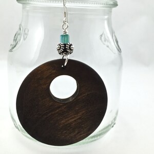 Wood inspired earrings of Korean boxwood and accent beads