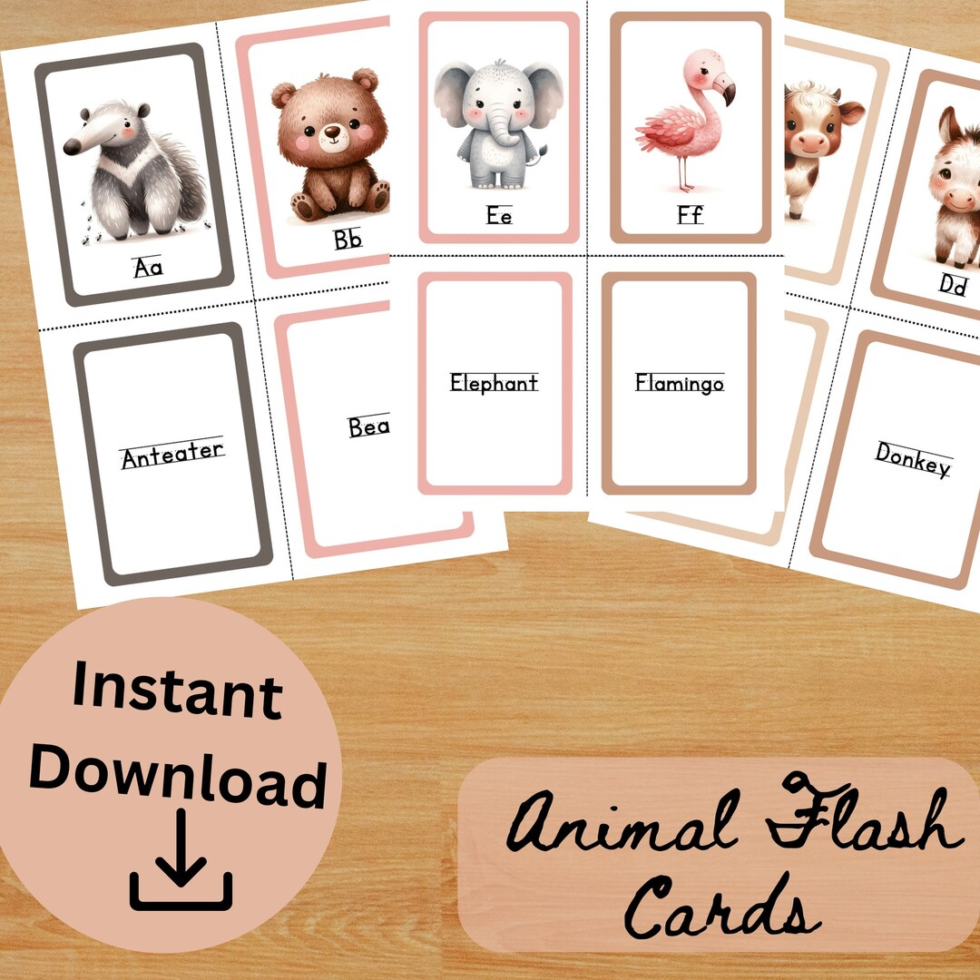 Printable ABC Montessori Animal Flashcards - Etsy Australia