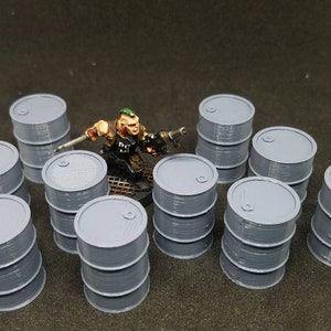28mm Scale Oil Drums Closed Top 3D Printed Pack of 10