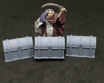 Treasure Chest Set of 3 For Miniature Gaming RPGs Desktop Fun Toy Workspace 3D Printed Awesome