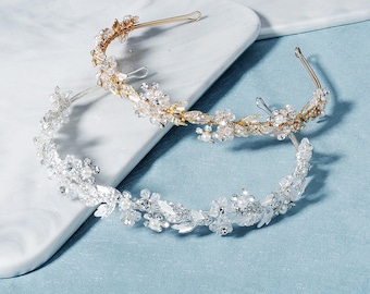 Boho accessori per capelli da sposa da sposa diadema tiara fascia per capelli strass oro argento