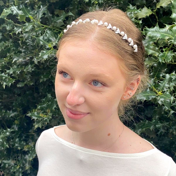Bridal Hair Accessories Wedding Diadem Tiara Headband Hairband Flower Silver Rhinestone Pearls