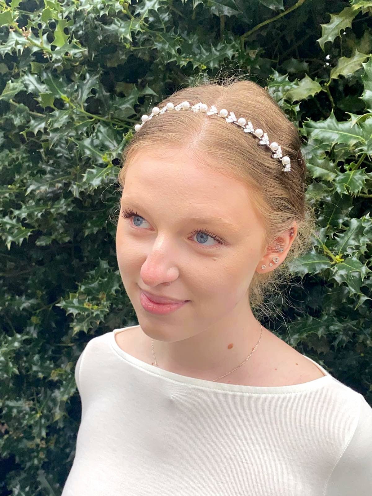 Bridal Hair Accessories Wedding Diadem Tiara Headband Hairband Flower Silver Rhinestone Pearls