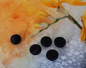 5pcs Button with Satin Covered Buttons Button Small 10mm Black