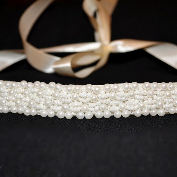 Hair accessories headband bridal communion pearls white, ivory