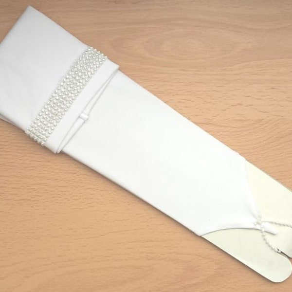 Gants De Mariée Longs Gants De Mariage Strass S/Mètre Blanc