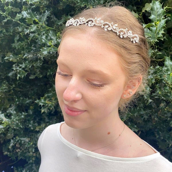 Wedding Bridal Hair Accessories Wedding Diadem Tiara Headband Hairband Flower Silver Rhinestone