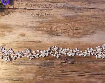 Ceinture de mariée ceinture mariage mariée robe de mariée robe or rose strass perles blanc ivoire