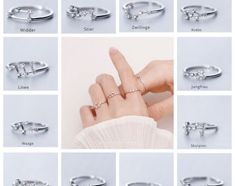 Zodiac ring minimalistische damesring steen 925 zilver