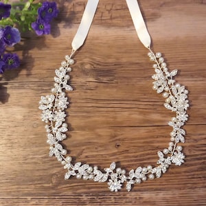 Wedding Bridal Hair Accessory Hairband Hair Vine Hair Wreath Silver Rhinestone Pearls Flowers white, ivory