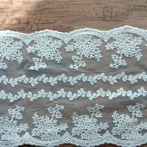 1 m encaje marfil 16 cm algodón no elástico