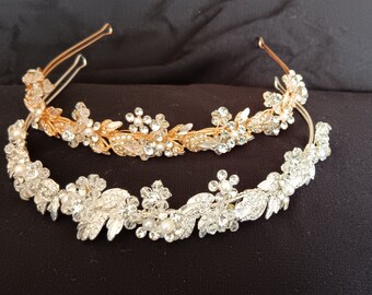 Boho boda accesorios para el cabello nupcial diadema tiara diadema diadema diamantes de imitación oro plata