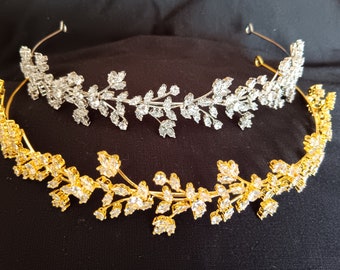 Hochzeit Braut  Haarschmuck Diadem   Tiara  Haarreif  Haarband  Strass   silber gold  rosegold