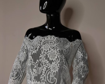 Bolero da sposa Bolero Top da sposa in pizzo avorio, 42