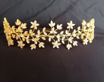 Boho wedding bridal hair accessories tiara headband hairband rhinestone gold