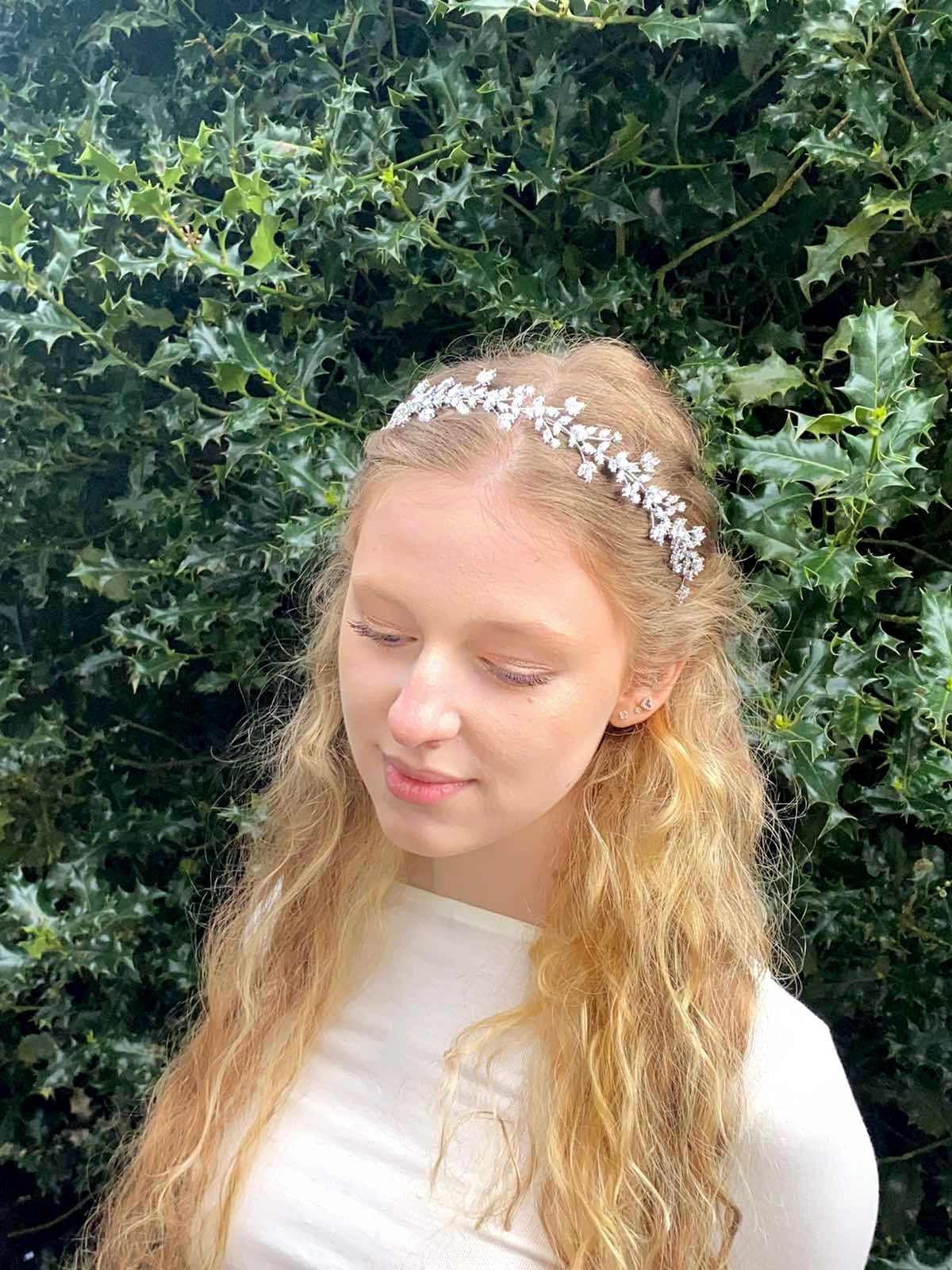 Tiara da sposa con cristalli argentati, corona da regina, corona con