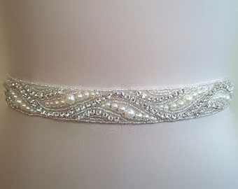 Ceinture de mariée mariage mariée strass perles de verre perles blanc, ivoire, vieux rose