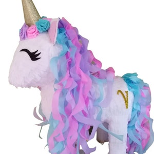 Piñata de unicornio para fiesta de cumpleaños de niñas, suministros de  fiesta de cumpleaños con temática de unicornio, princesa o arco iris (rosa