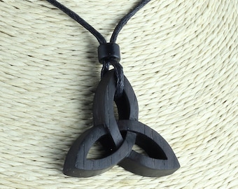 Bog Oak Celtic Trinity Knot Pendant Celtic carved jewellery