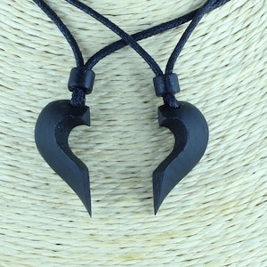 Couples necklace Couple necklace Boyfriend girlfriend necklace 2 pieces heart necklace Heart necklace wood necklace