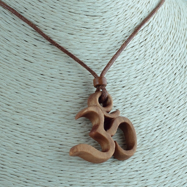 Om necklace Yoga necklace Om pendant Yoga pendant Wood necklace