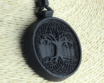 Collana pendente per perline a doppio filo albero della vita - Elegante girocollo a doppia catena con perline nere - Italia
