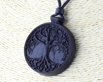 Celtic tree of life wood necklace Bog Oak  5000 years bog oak