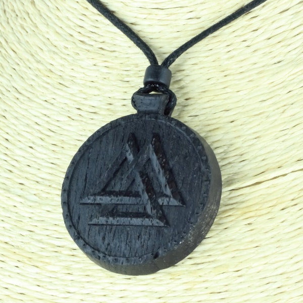 Valknut pendant Valknut necklace Viking  pendant Scandinavian necklace  Norse jewelry Wood necklace