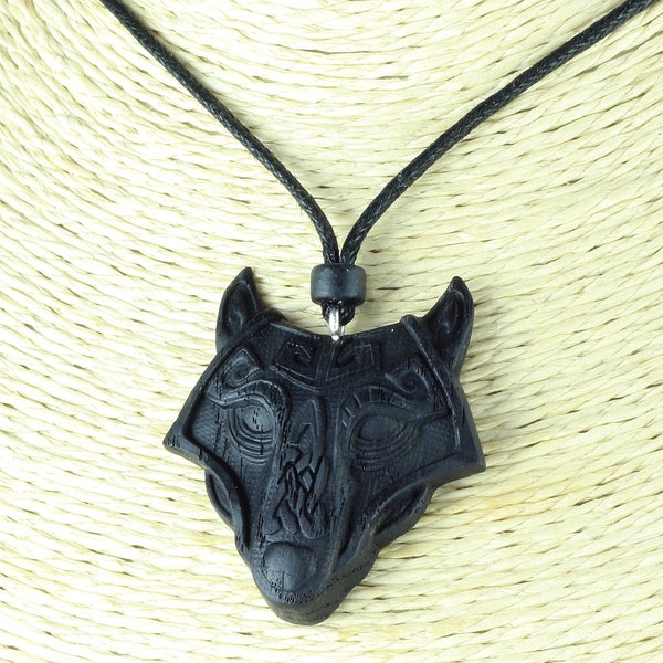 Celtic nordic wolf head Bog Oak necklace Fenrir Viking Wolf Necklace 5000 years old Irish bog oak Fenrir necklace