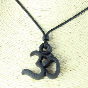 Om necklace Yoga necklace Om pendant Yoga pendant Wood necklace