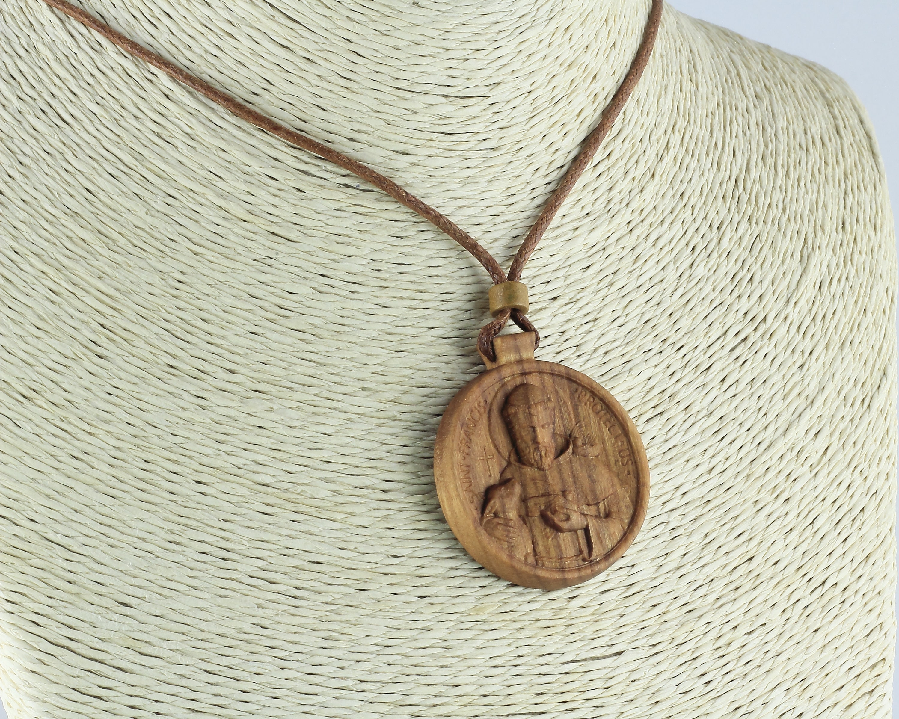 St Francis Necklace Wood Necklace Etsy