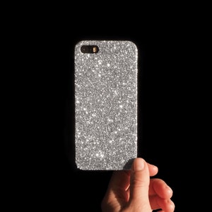 Silver Glitter Phone Case  Initial Personalised Hard Cover for iPhone, Samsung and Google Pixel