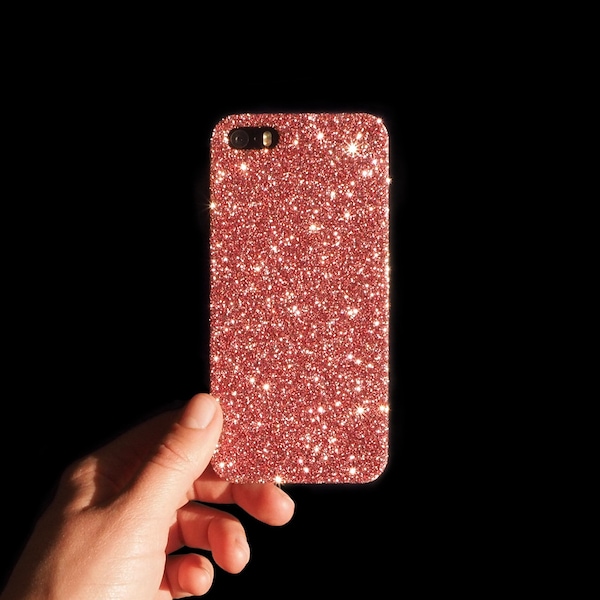 Rose Gold Glitter Phone Case  Initial Personalised Hard Cover for iPhone, Samsung and Google Pixel