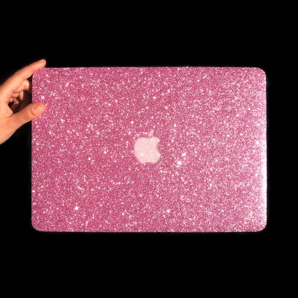 Baby Pink Glitter Laptop Case  Diamante Initial Personalised Cover for New MacBook Air Retina, Pro, Pro Retina, Touch