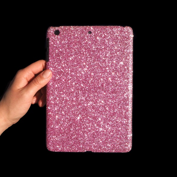 Baby Pink Glitter Tablet Case Initial Personalised Hard Cover for New iPad 10.2”, 9.7", iPad Mini, Air, New Pro 11”, 12.9", 10.5"