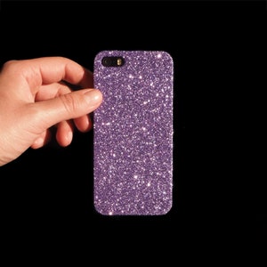 Lavender Glitter Phone Case  Initial Personalised Hard Cover for iPhone, Samsung and Google Pixel