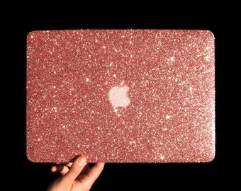 Glitter MacBook Case Rhinestone Diamante Initial Personalised Cover for New MacBook Air Retina, Pro, Pro Retina, Touch - Rose Gold