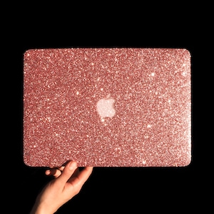 Rose Gold Glitter Laptop Case – Custom Sparkly Protective Cover for MacBook Neo, Air & Pro