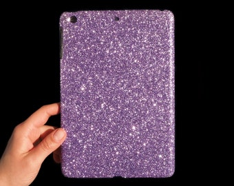 Lavender Glitter Tablet Case Initial Personalised Hard Cover for New iPad 10.2”, 9.7", iPad Mini, Air, New Pro 11”, 12.9", 10.5"