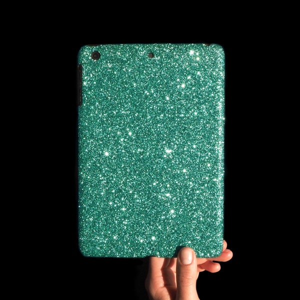 Mint Glitter Tablet Case Initial Personalised Hard Cover for New iPad 10.2”, 9.7", iPad Mini, Air, New Pro 11”, 12.9", 10.5"