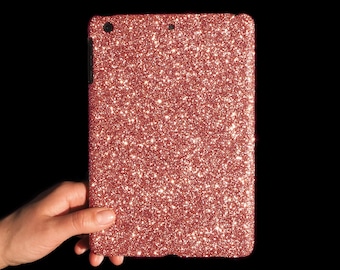 Rose Gold Glitter Tablet Case Initial Personalised Hard Cover for New iPad 10.2”, 9.7", iPad Mini, Air, New Pro 11”, 12.9", 10.5"