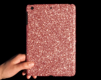Rose Gold Glitter Case Rhinestone Initial Personalised Hard Cover for New iPad 10.2”, 9.7", iPad Mini, Air, New Pro 11”, 12.9", 10.5"