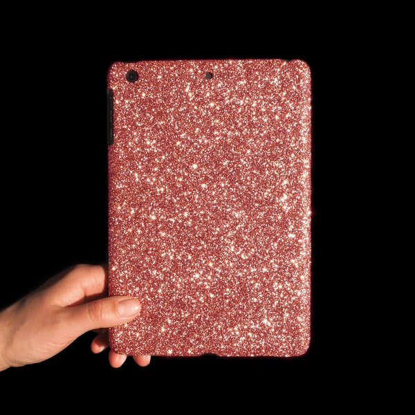 Rose Gold Glitter Tablet Case Initial Personalised Hard Cover for New iPad 10.2”, 9.7", iPad Mini, Air, New Pro 11”, 12.9", 10.5"