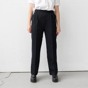 Vintage High-Rise Black Pleated Trousers