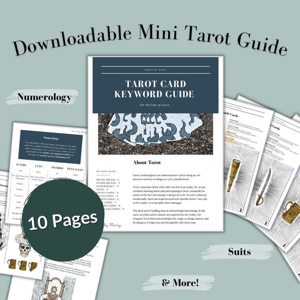 Downloadable Mini Tarot Guidebook + Tarot Card Cheat Sheet // Tarot Meanings and Keywords for Each Card, Upright and Reversed