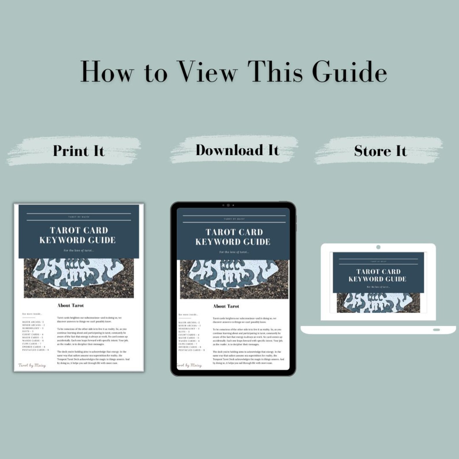 Downloadable Mini Tarot Guidebook + Tarot Card Cheat Sheet // Tarot ...