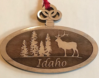 Ornament, Oval Elk Ornament made from maple hardwood.