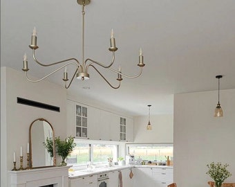 Original stylish chandelier POSH Gold for living room in vintage cottage farmhouse style